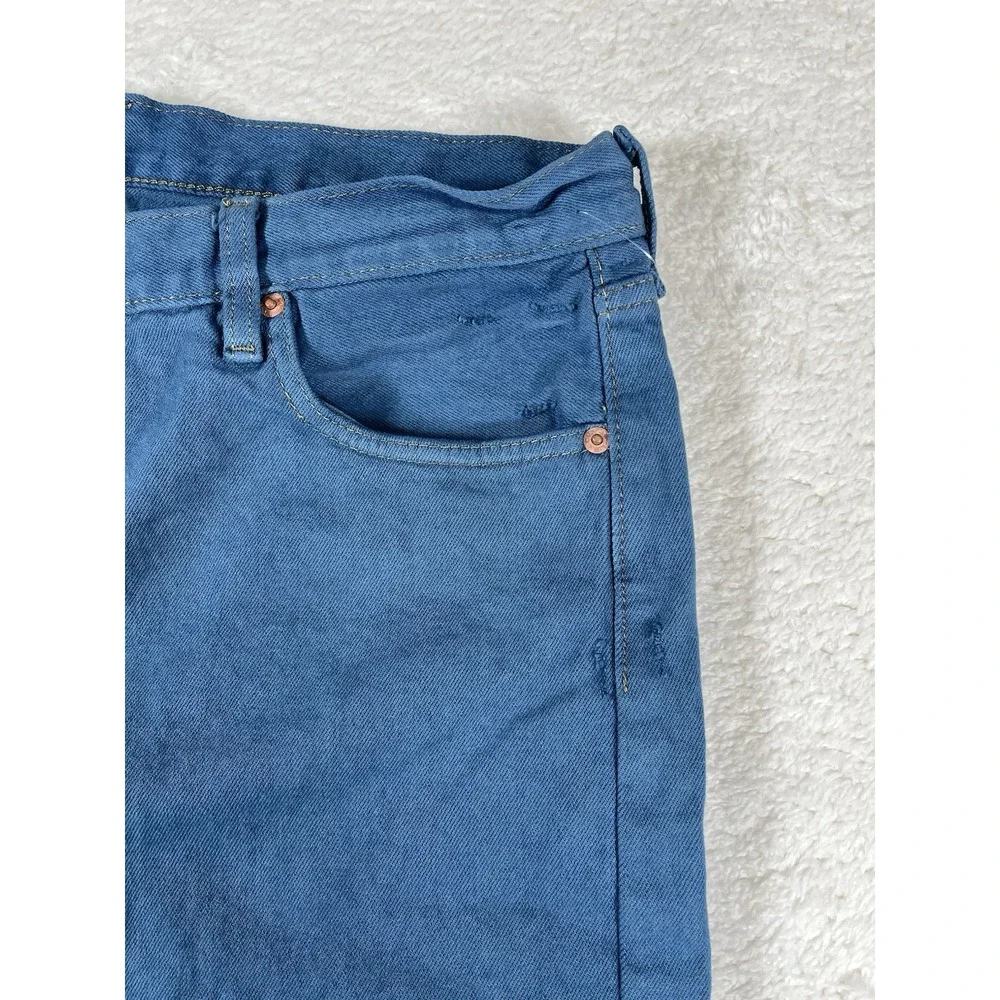Levi's Premium 501 Irregular Distressed Blue Jean Shorts Straight Fit Men's 36x9
